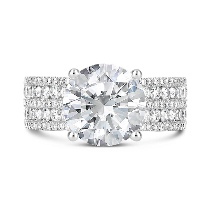 Wide Diamond Band Engagement Ring - The Diamond Guys