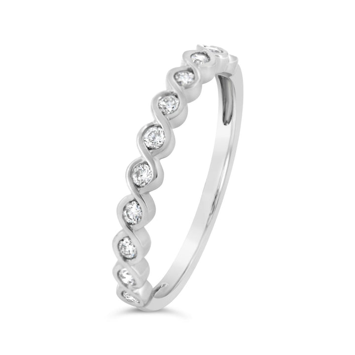 Half Way Twisted Bezel Set Diamond Fashion Ring