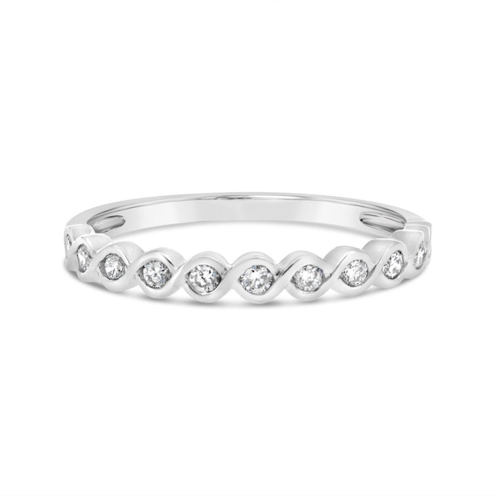 Half Way Twisted Bezel Set Diamond Fashion Ring