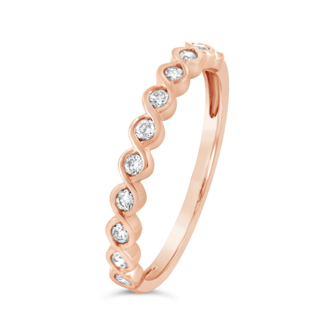 Half Way Twisted Bezel Set Diamond Fashion Ring