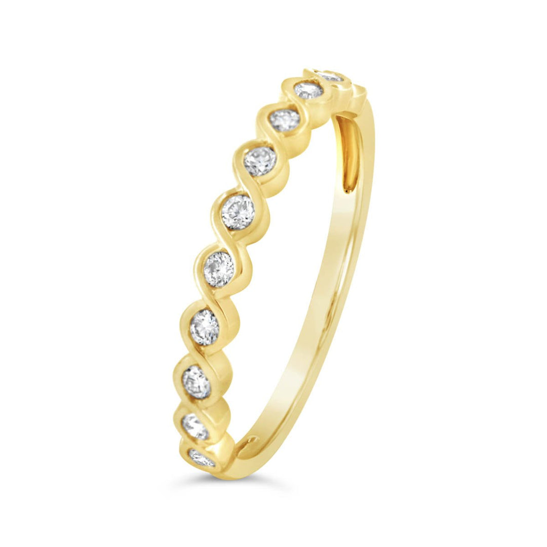 Half Way Twisted Bezel Set Diamond Fashion Ring