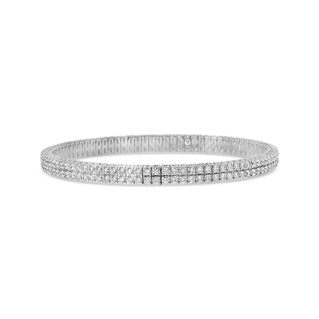 Italian Double Row Diamond Stretch Bangle