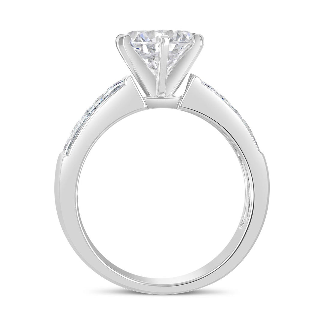 Wide Band Diamond Engagement Ring with Princess Cut Accent Diamonds - GR7787