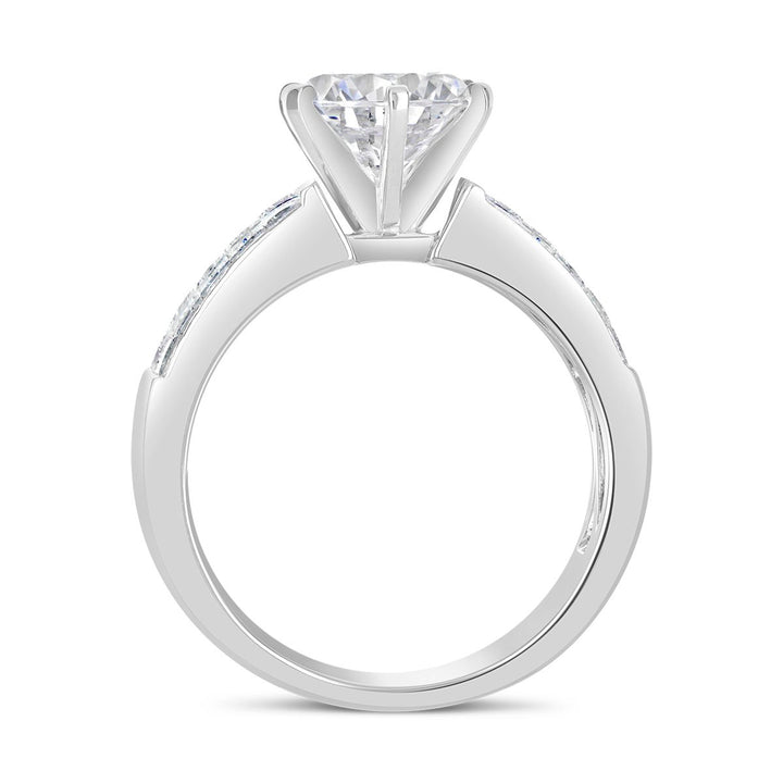 Wide Band Diamond Engagement Ring with Princess Cut Accent Diamonds - GR7787