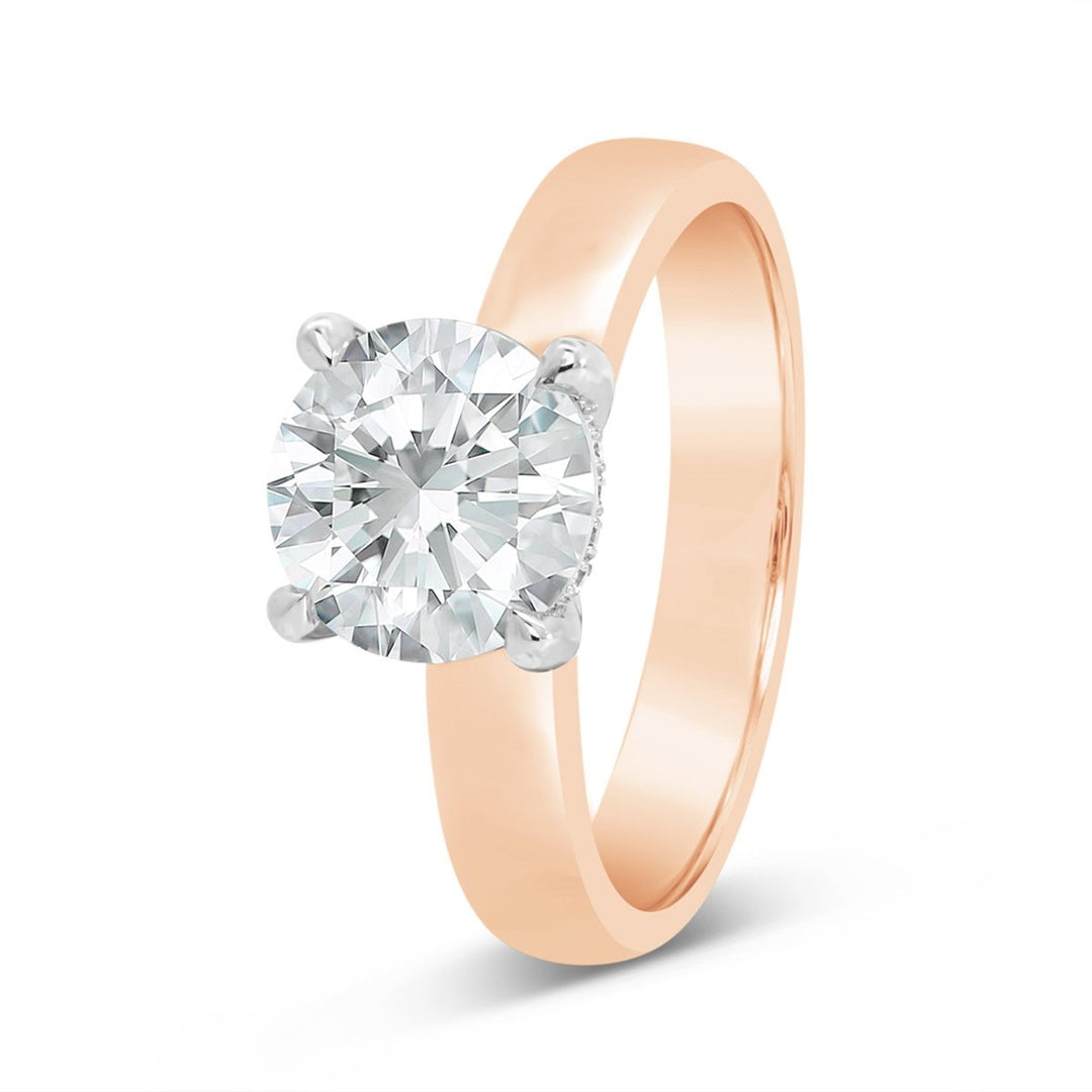 Wide Band Hidden Halo Solitaire Engagement Ring - N0549SMB