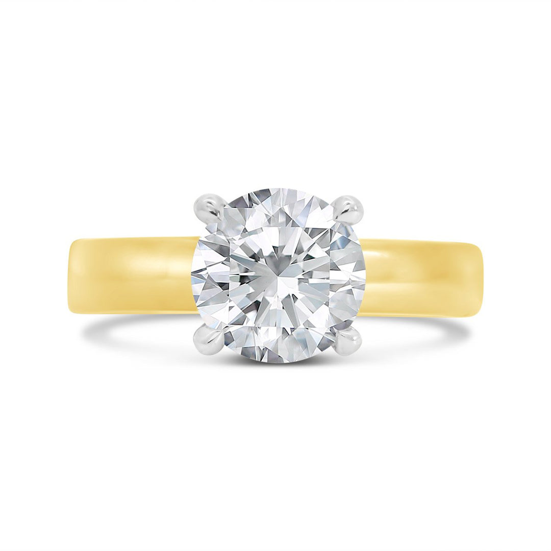 Wide Band Hidden Halo Solitaire Engagement Ring - N0549SMB