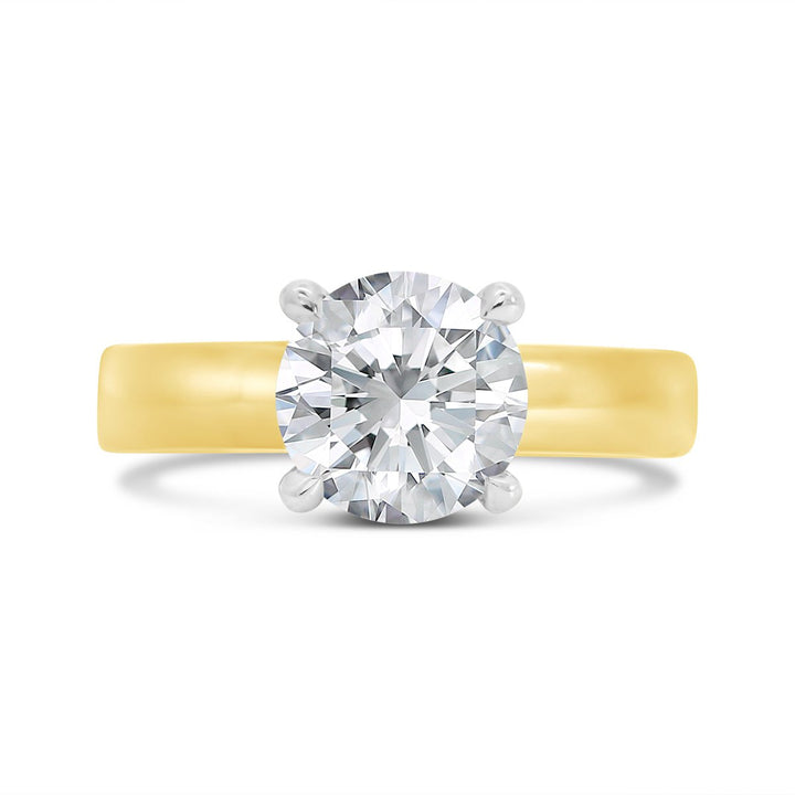 Wide Band Hidden Halo Solitaire Engagement Ring - N0549SMB