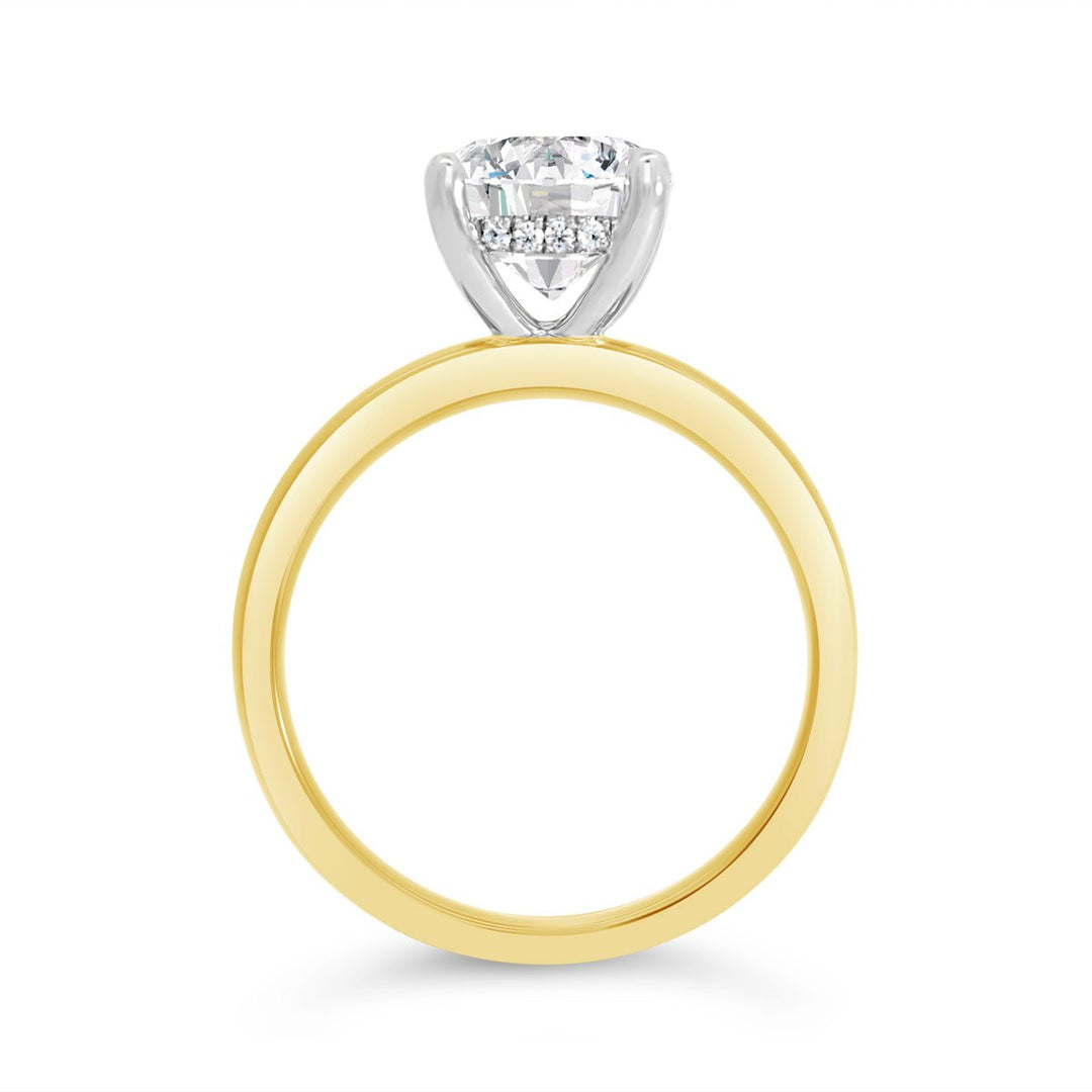 Wide Band Hidden Halo Solitaire Engagement Ring - N0549SMB