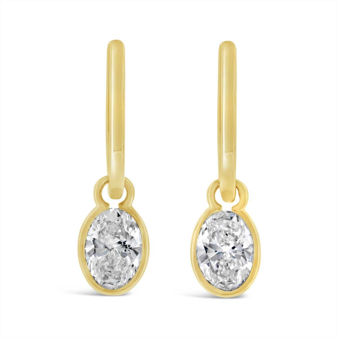 Lab Grown Dangling Oval Diamond Earrings