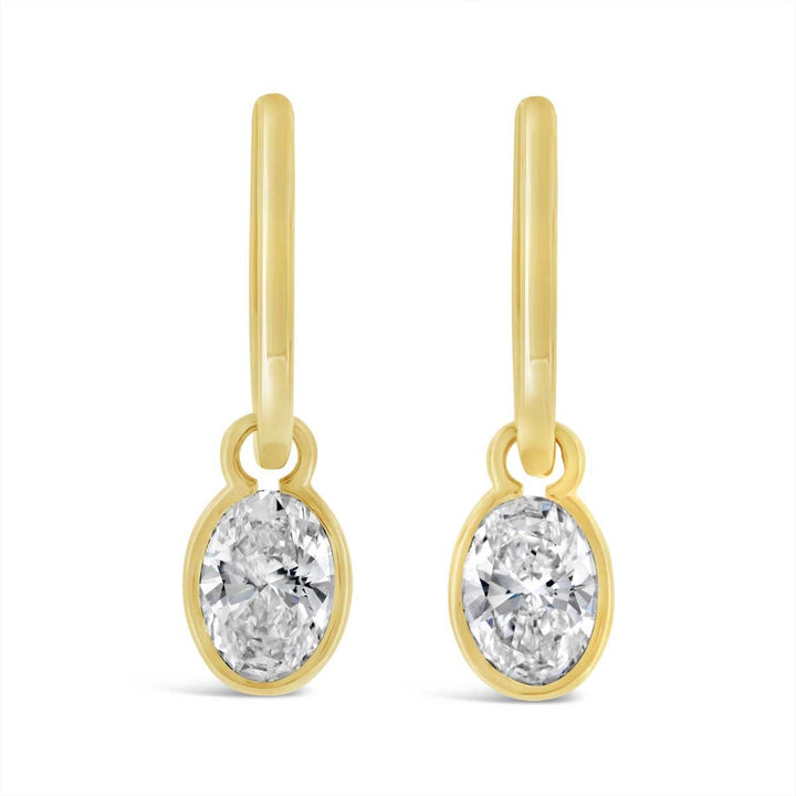 Lab Grown Dangling Oval Diamond Earrings