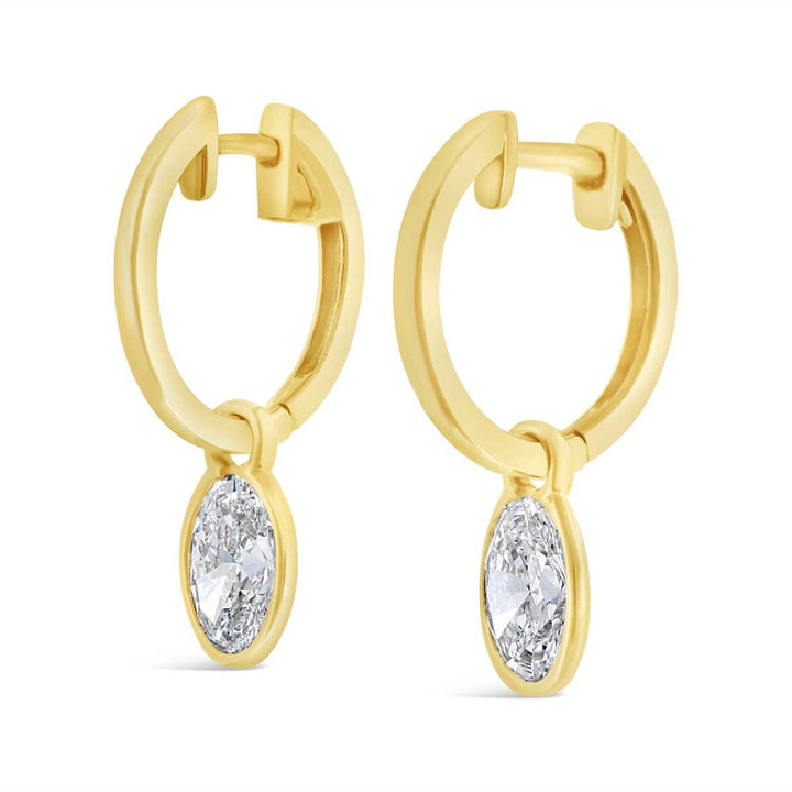 Lab Grown Dangling Oval Diamond Earrings