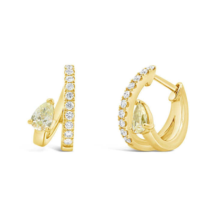 Yellow Fancy Diamond Hoop Earrings - AE4177