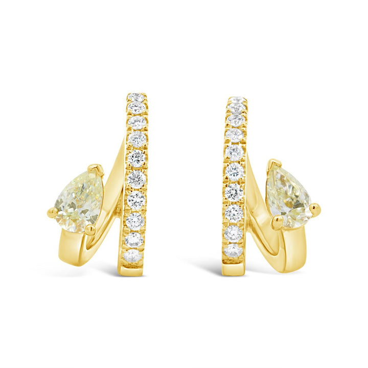 Yellow Fancy Diamond Hoop Earrings - AE4177