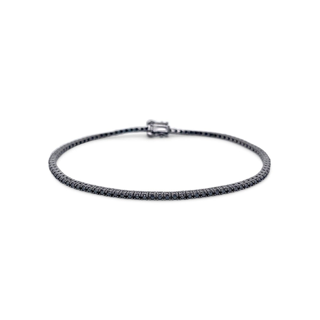 White Gold Black Rhodium Plated Black Diamond Tennis Bracelet - AB1506/B - The Diamond Guys