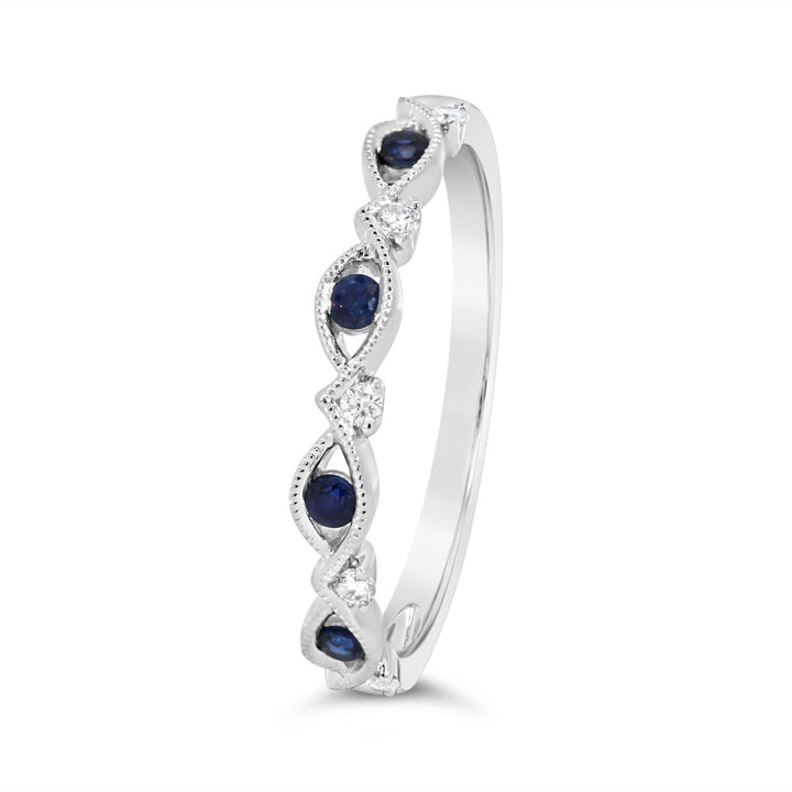 Milgrain Diamond & Sapphire Band  - 5R139903