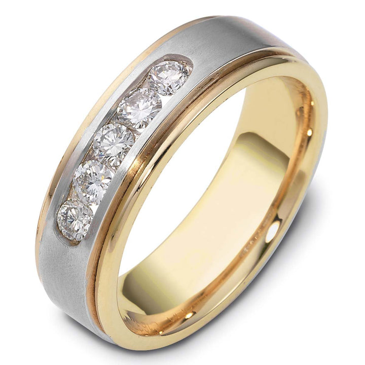 Men's Two Tone Gold & Diamond Wedding Band - 1637
