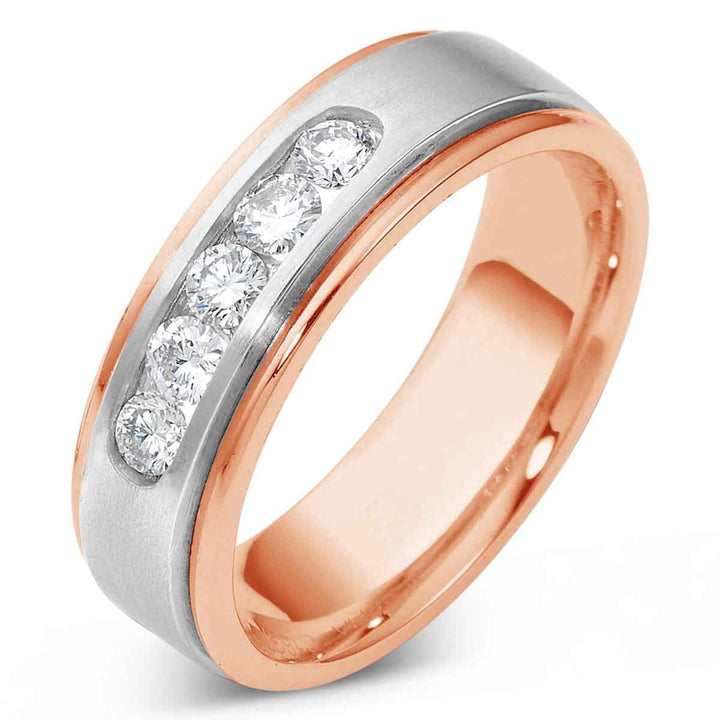 Men's Two Tone Gold & Diamond Wedding Band - 1637