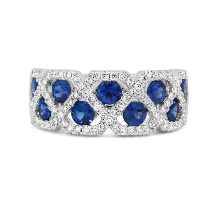 Diamond & Blue Sapphire Wide Right Hand Ring - MT12116SAP