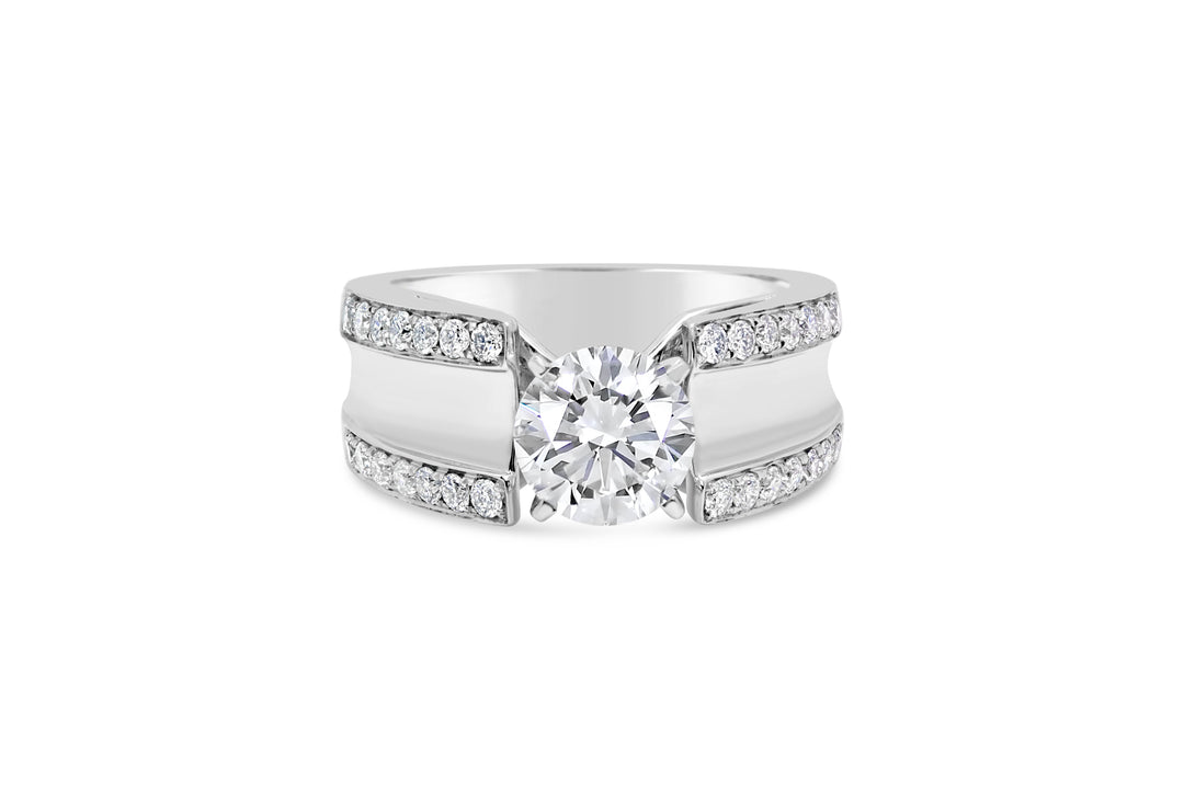 Modern Wide Diamond Engagement Ring