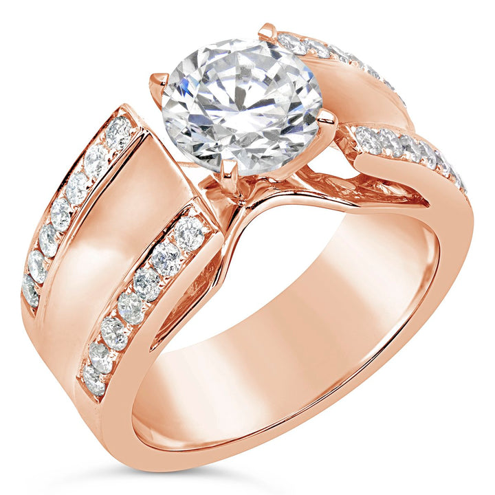 Modern Wide Diamond Engagement Ring