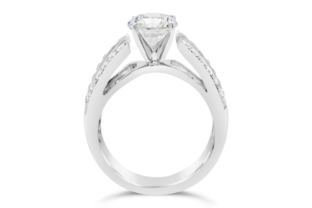 Modern Wide Diamond Engagement Ring