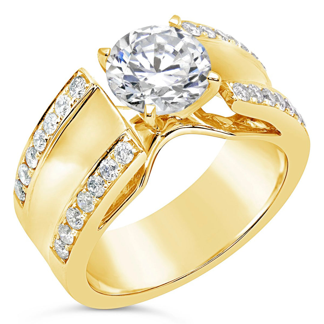 Modern Wide Diamond Engagement Ring