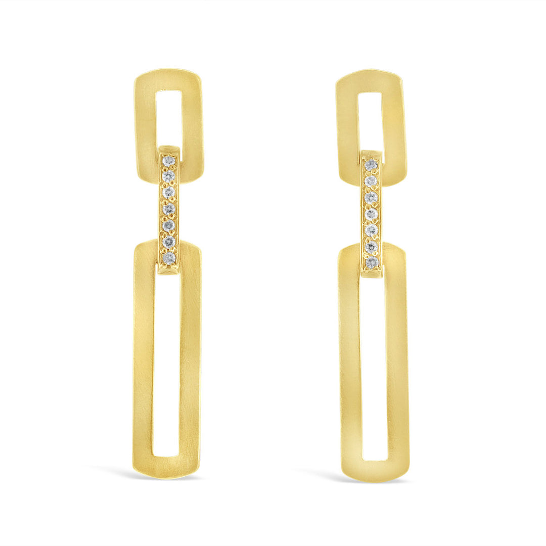 Diamond Link Drop Earring w/ Matte Finish