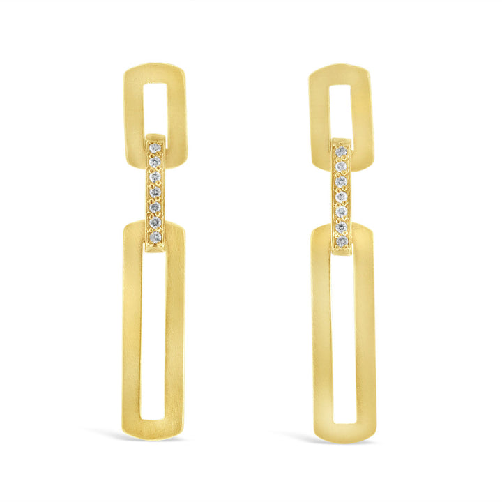Diamond Link Drop Earring w/ Matte Finish