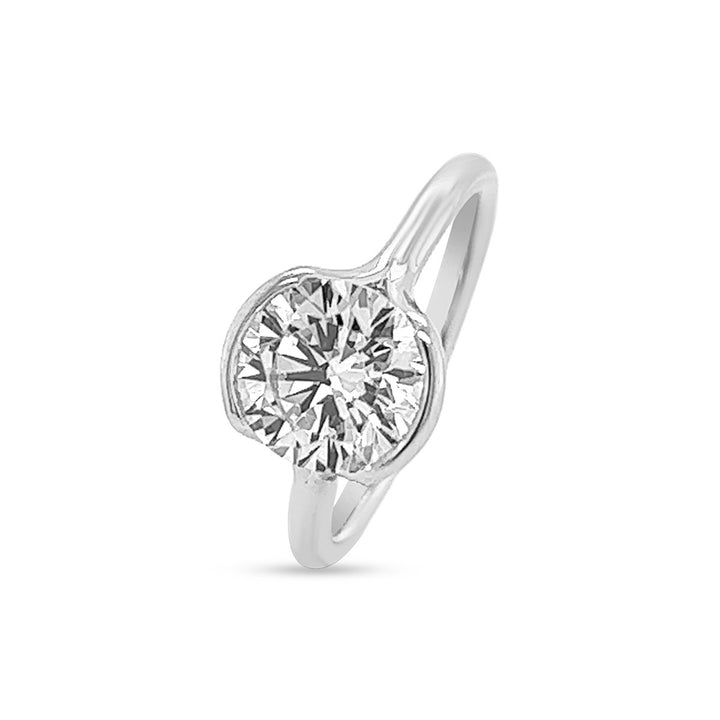 Half-Bezel Cathedral Solitaire Diamond Engagement Ring - The Diamond Guys