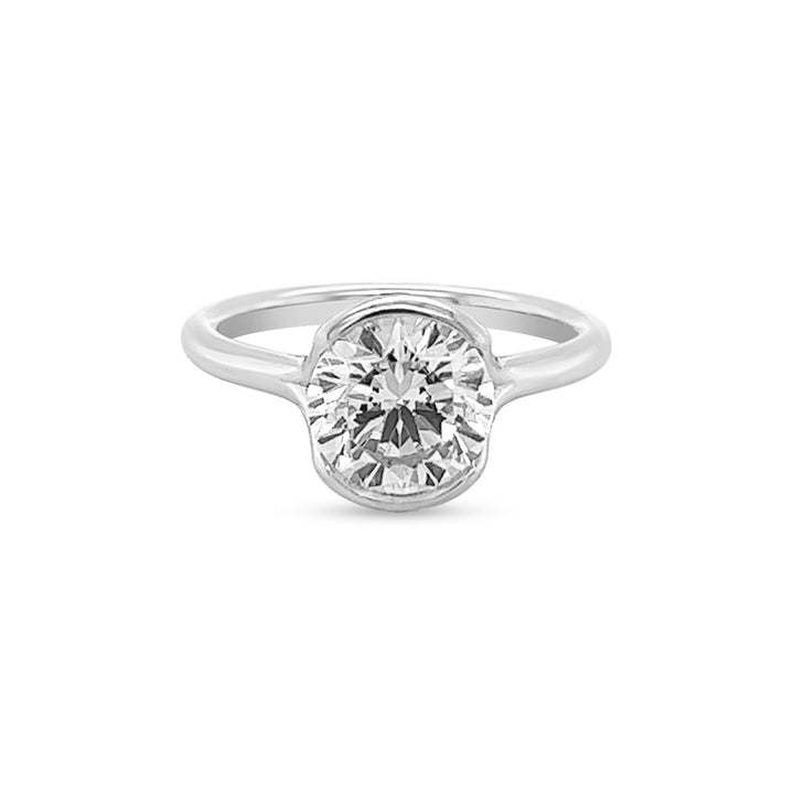 Half-Bezel Cathedral Solitaire Diamond Engagement Ring - The Diamond Guys