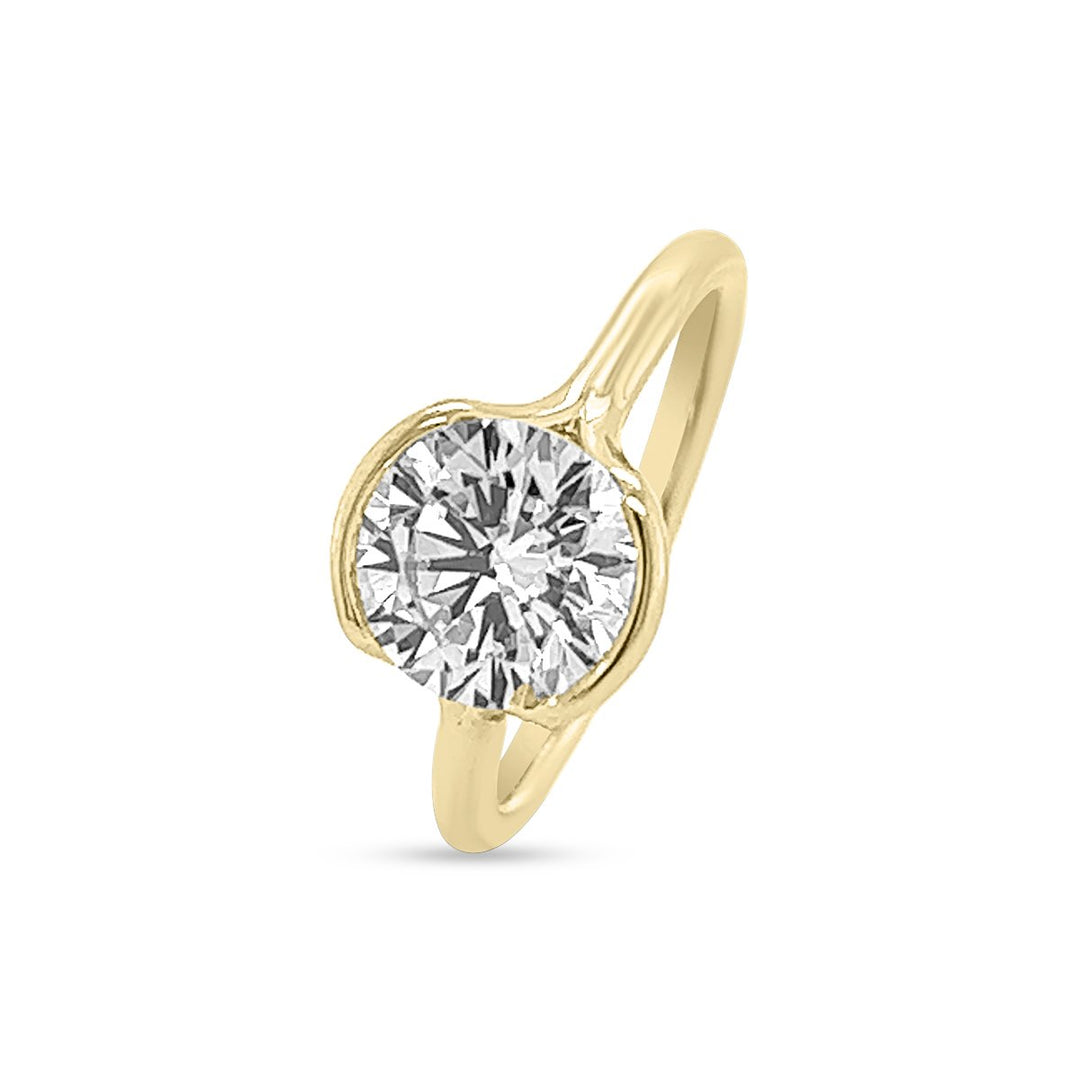 Half-Bezel Cathedral Solitaire Diamond Engagement Ring - The Diamond Guys