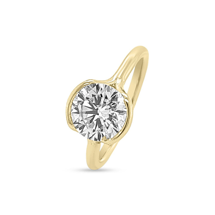 Half-Bezel Cathedral Solitaire Diamond Engagement Ring - The Diamond Guys