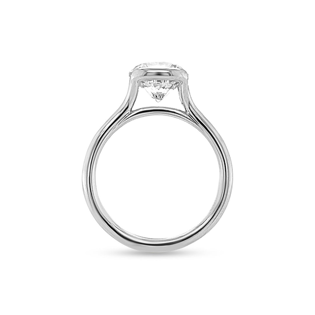 Half-Bezel Cathedral Solitaire Diamond Engagement Ring - The Diamond Guys