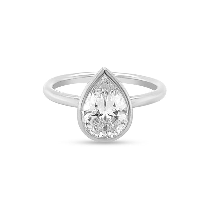 Bezel Set Pear Shape Solitaire Engagement Ring
