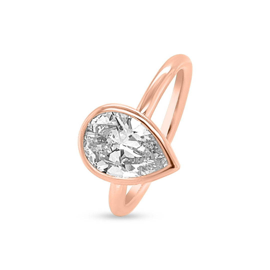 Bezel Set Pear Shape Solitaire Engagement Ring