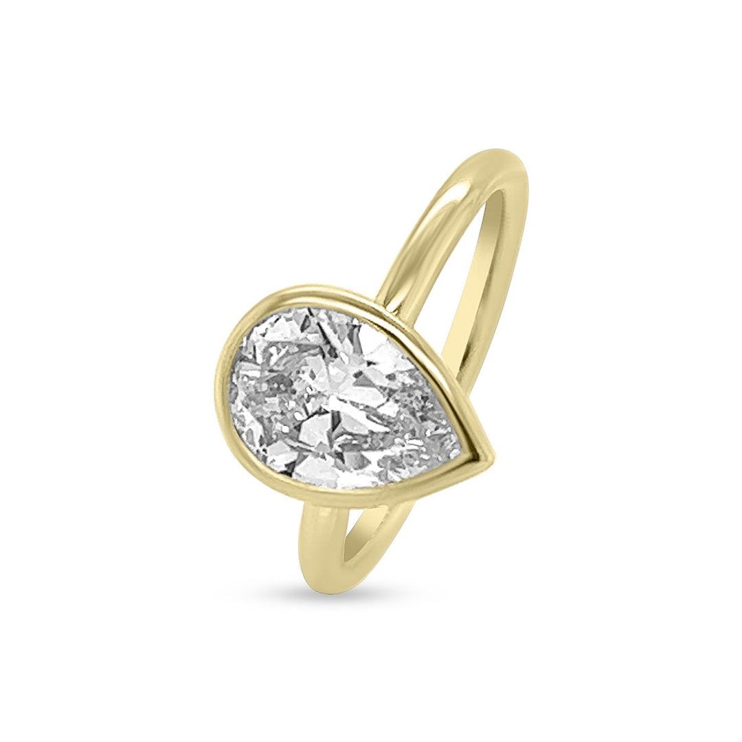 Bezel Set Pear Shape Solitaire Engagement Ring
