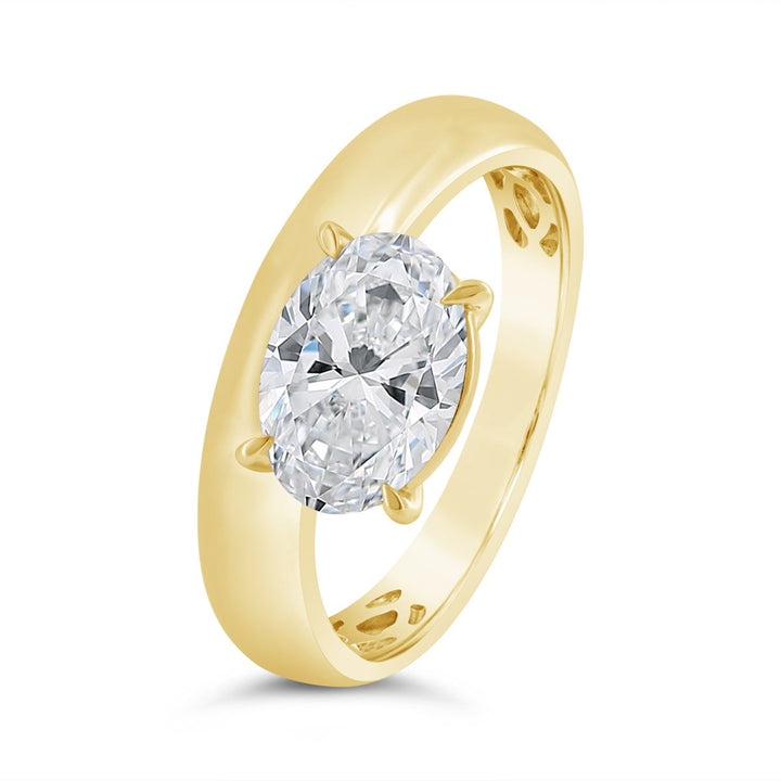 Lab Grown Diamond Set in Modern Wide Band Solitaire
