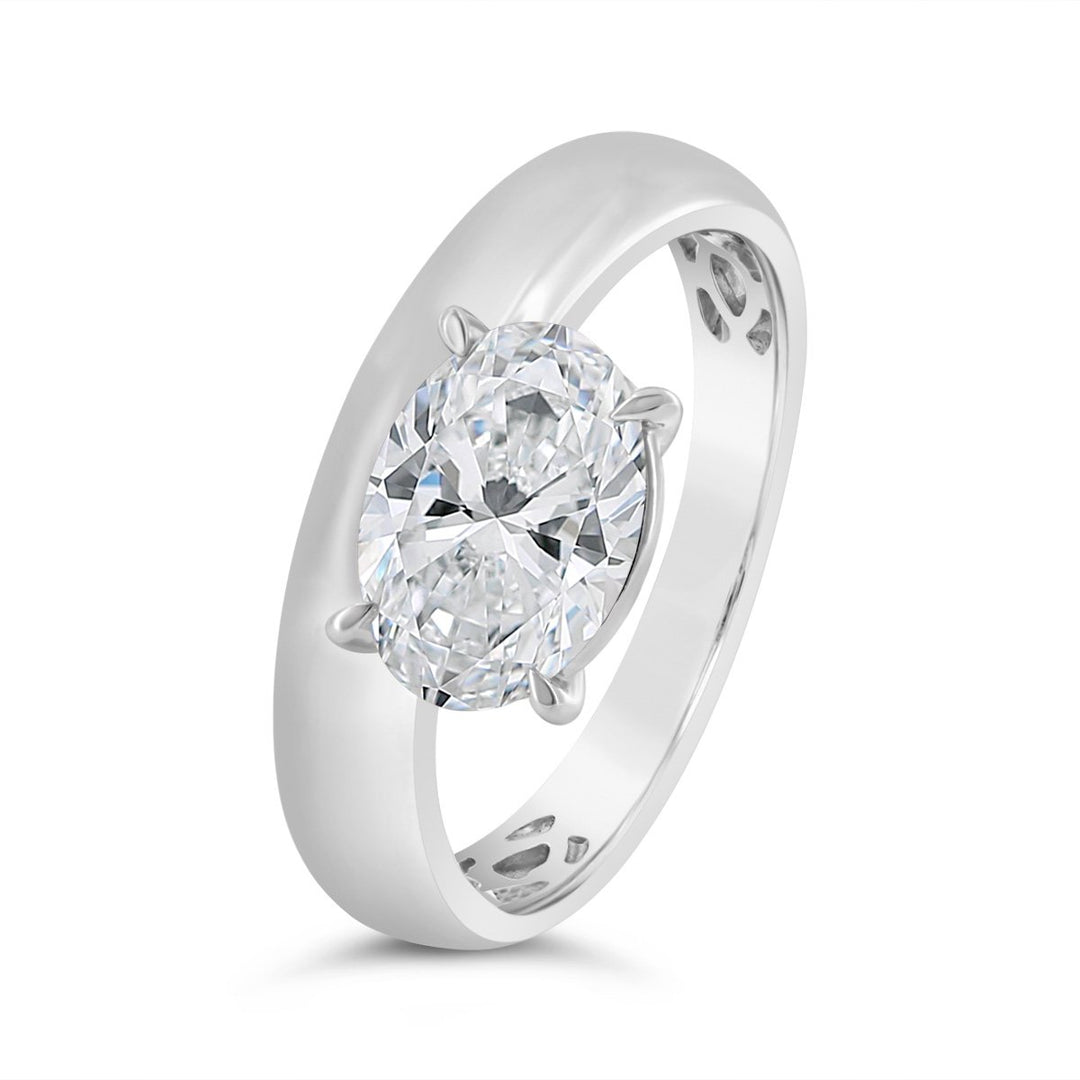 Lab Grown Diamond Set in Modern Wide Band Solitaire