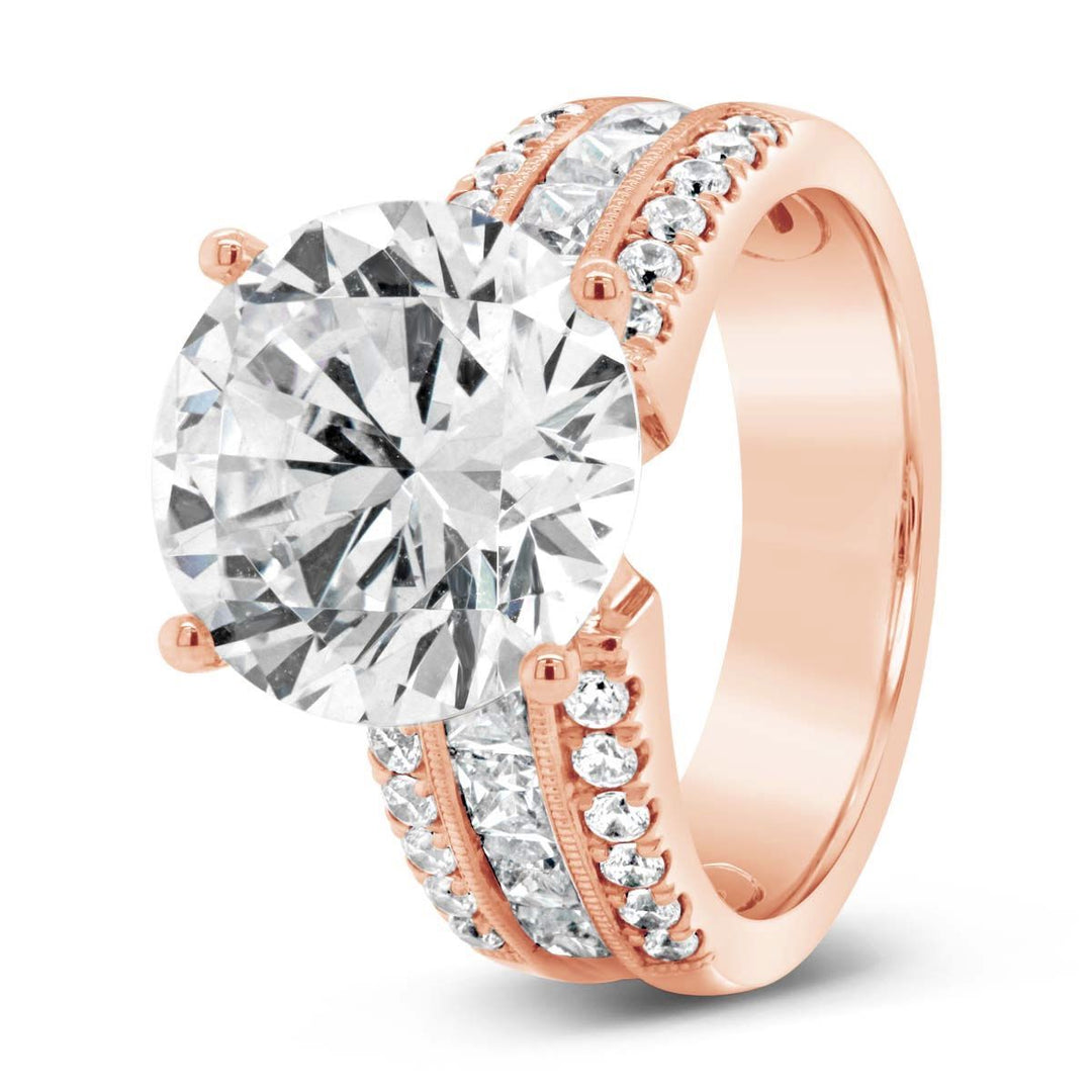Wide Band Diamond Engagement Ring with Princess Cut Accent Diamonds - YJC3540R - The Diamond Guys