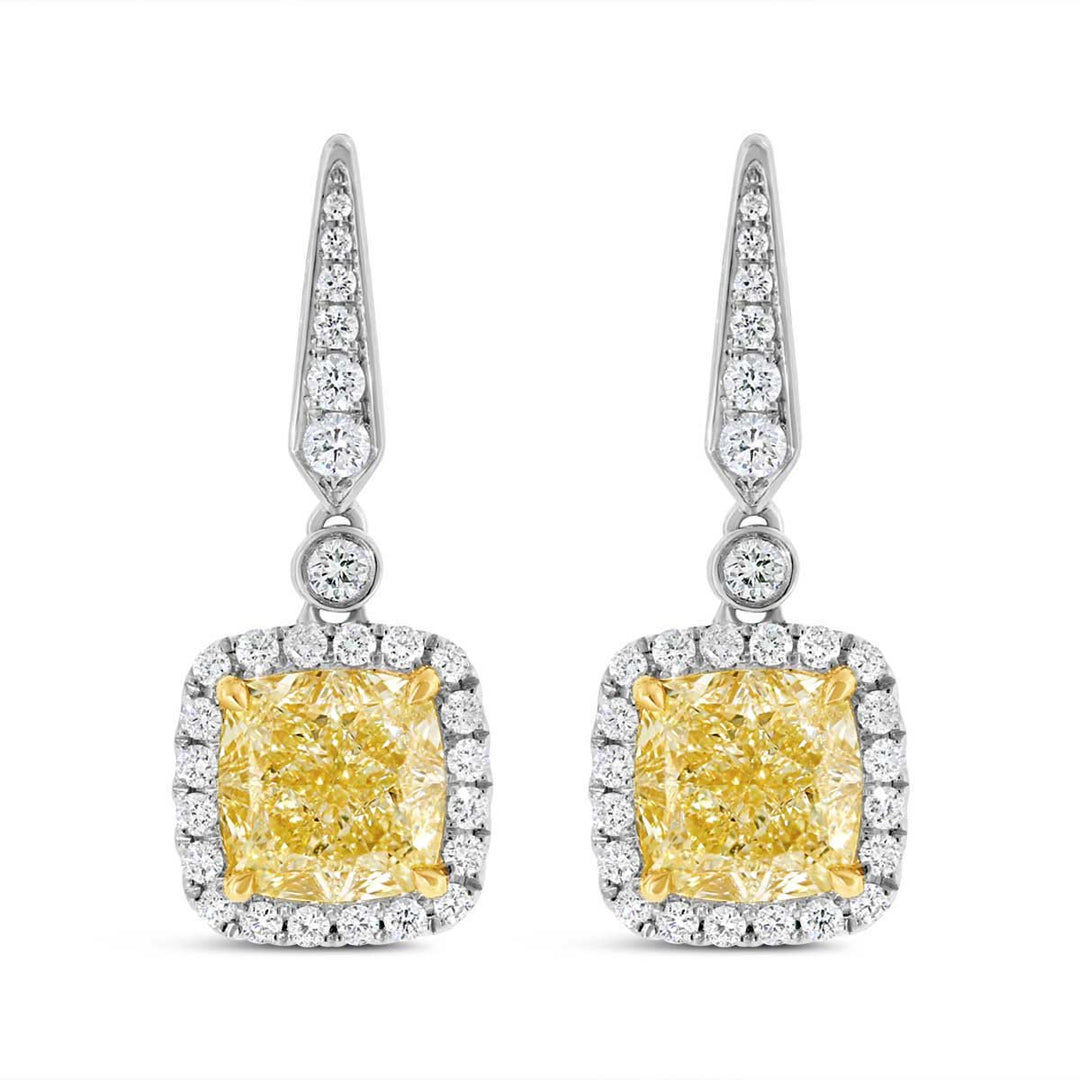 Yellow Diamond Dangle Earrings