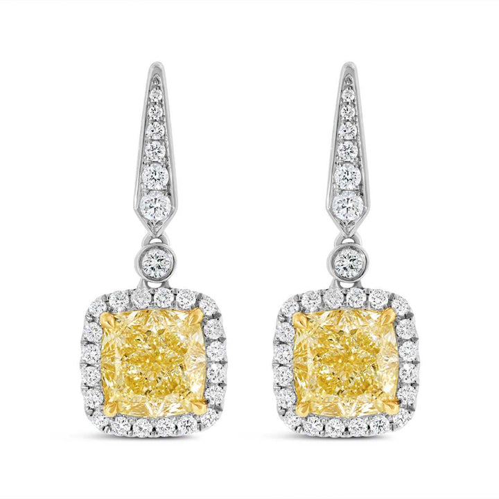 Yellow Diamond Dangle Earrings