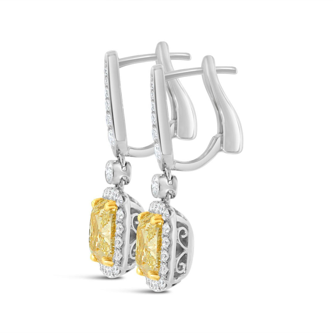 Yellow Diamond Dangle Earrings