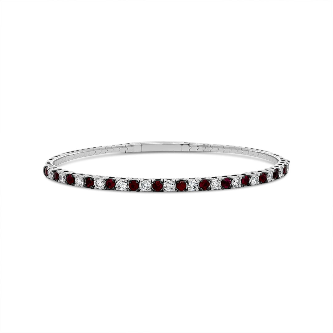 White Gold Diamond & Ruby Bangle - BG272CR