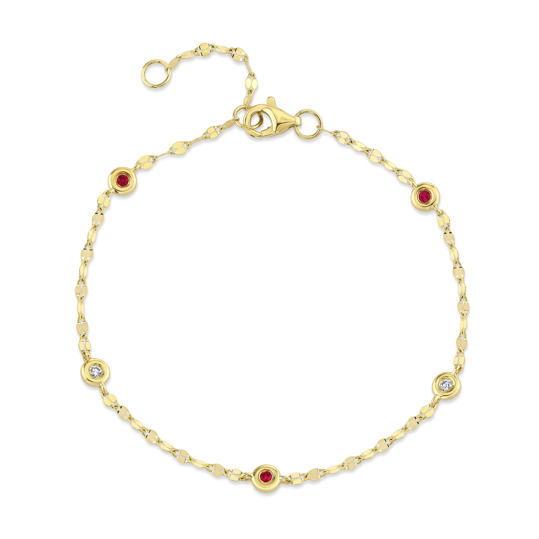 Alternating Ruby & Diamonds By The Yard Sparkle Chain Bracelet
