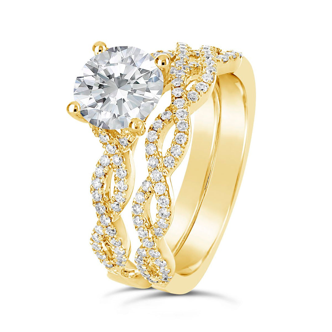 Cross Over Diamond Wedding Set - CR3995D-S - The Diamond Guys