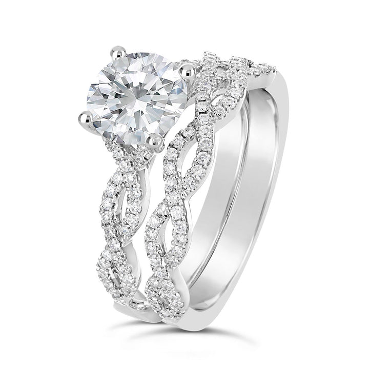 Cross Over Diamond Wedding Set - CR3995D-S - The Diamond Guys