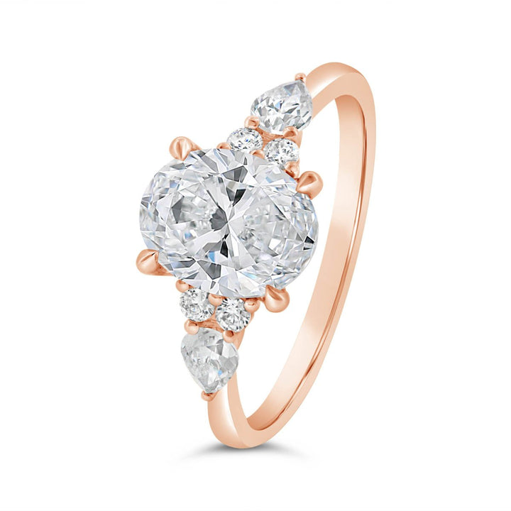 Two Tone Diamond Engagement Ring with Side Diamonds