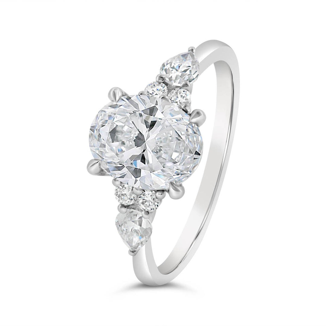 Two Tone Diamond Engagement Ring with Side Diamonds