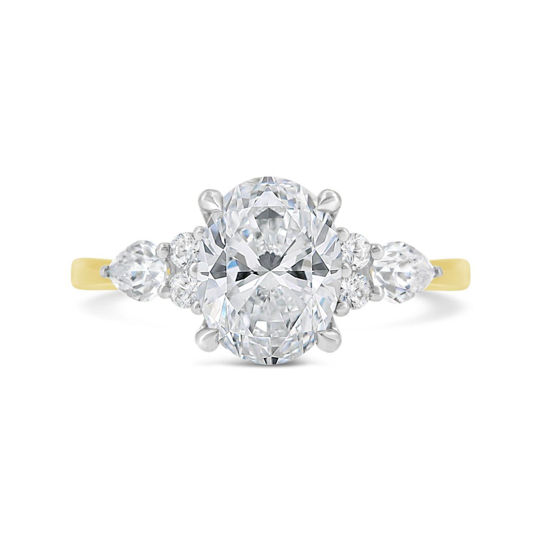 Two Tone Diamond Engagement Ring with Side Diamonds