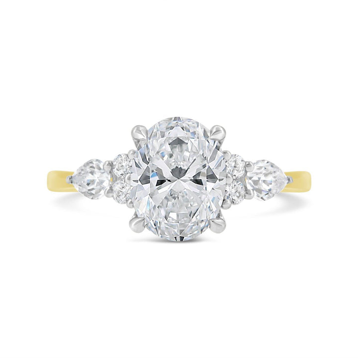 Two Tone Diamond Engagement Ring with Side Diamonds